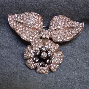 Nolan Miller Rhinestone Orchid Brooch Vintage Pin